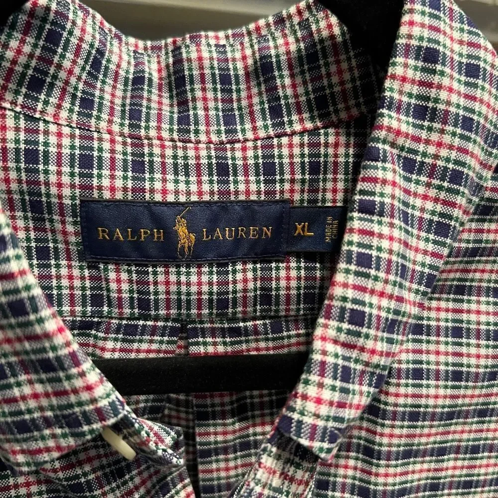 NWOT Lot of 2 Men's Ralph Lauren Button Down Plaid Oxford Shirts Size XL